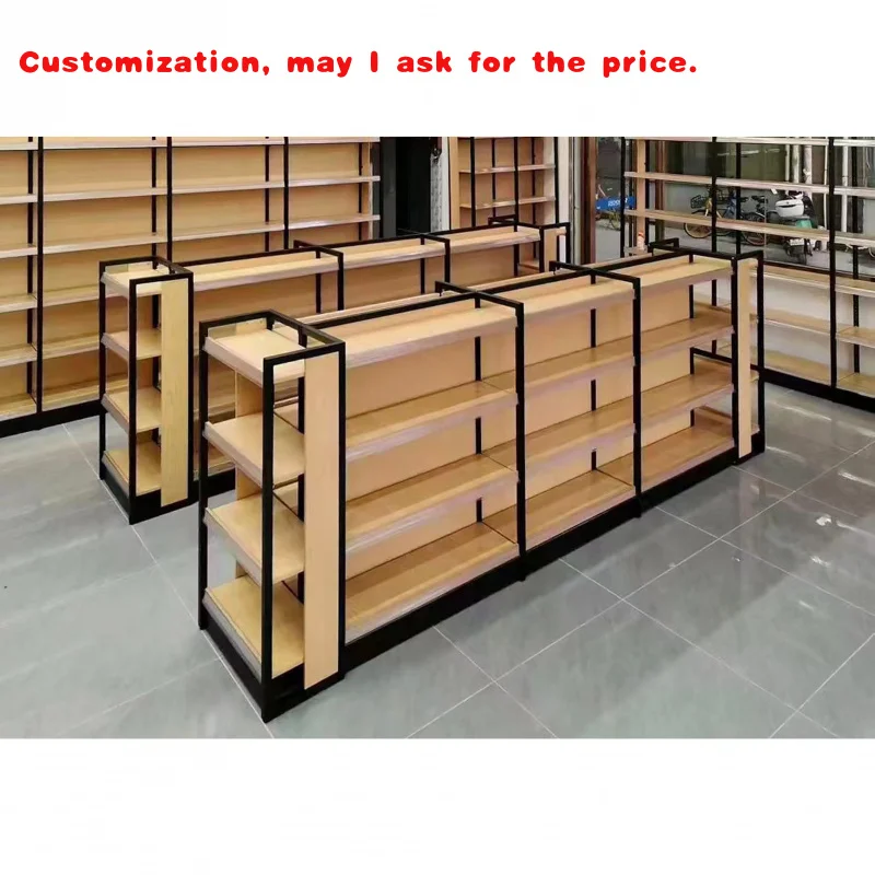 

на заказ. Коммерческие металлические двухсторонние стальные деревянные полки, гондолы, деревянные полки для супермаркетов