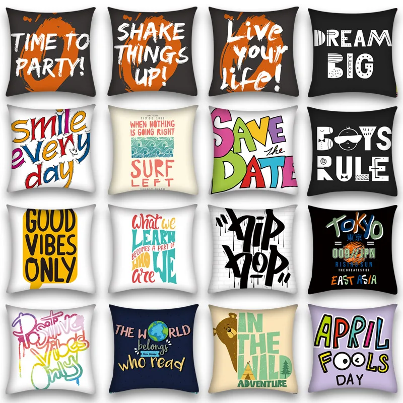 

Colorful Hippies Graffiti Pillow Covers Decorative Letters Pillows Case for Room Aesthetics Pillowcases for Pillows Sofa Couch