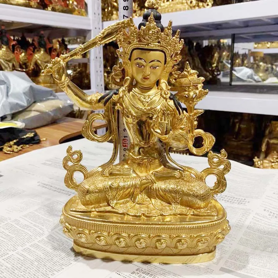 large GOOD buddha statue temple home family Buddhism Gilding Guanyin the Bodhisattva Manjusri