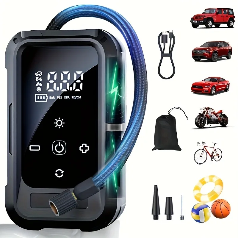 

Портативный насос для накачивания шин, воздушный компрессор, автомобильные аксессуары, автоматический насос для накачивания шин 100 фунтов на квадратный дюйм, подходит для автомобильных шин и велосипедов