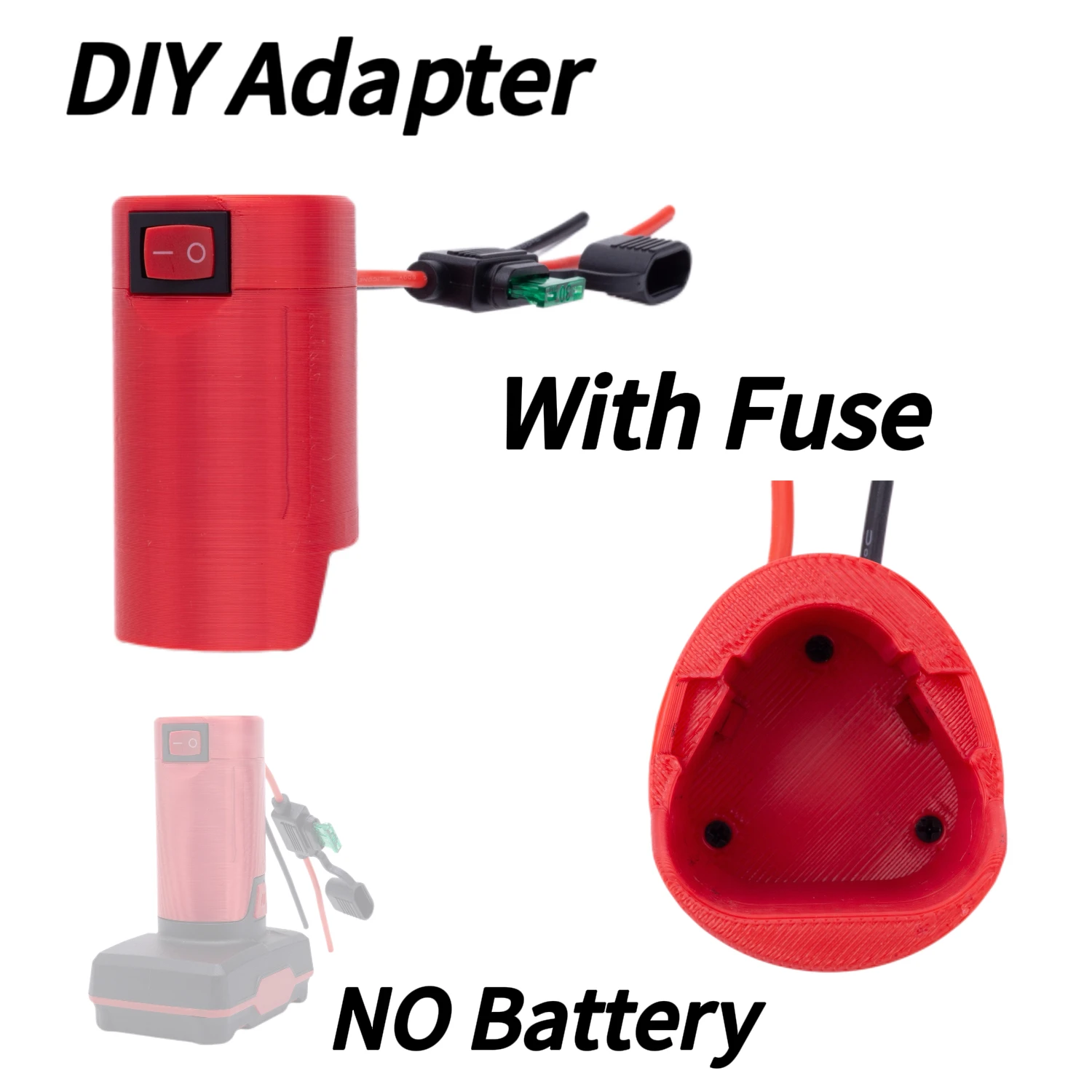 14AWG with Fuse for Lidl Parkside 12V Li-Ion Battery Adapter Connector for Foy Machines DIY Adapter(Without Battery)