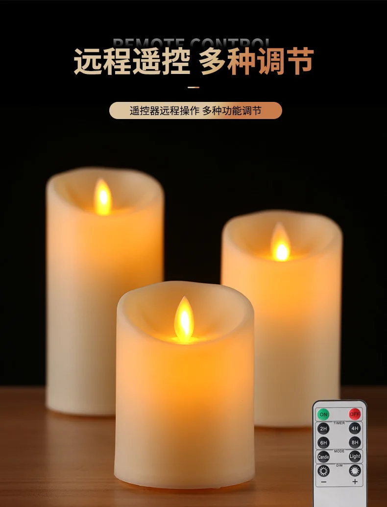 Paar Wiederaufladbare Flammenlose Votivkerzen Batteriebetriebene USB-Säulenkerzen mit Fernbedienung und Timer, DIY Weihnachts-Wachs-LED-Fensterlampe – Detail 6