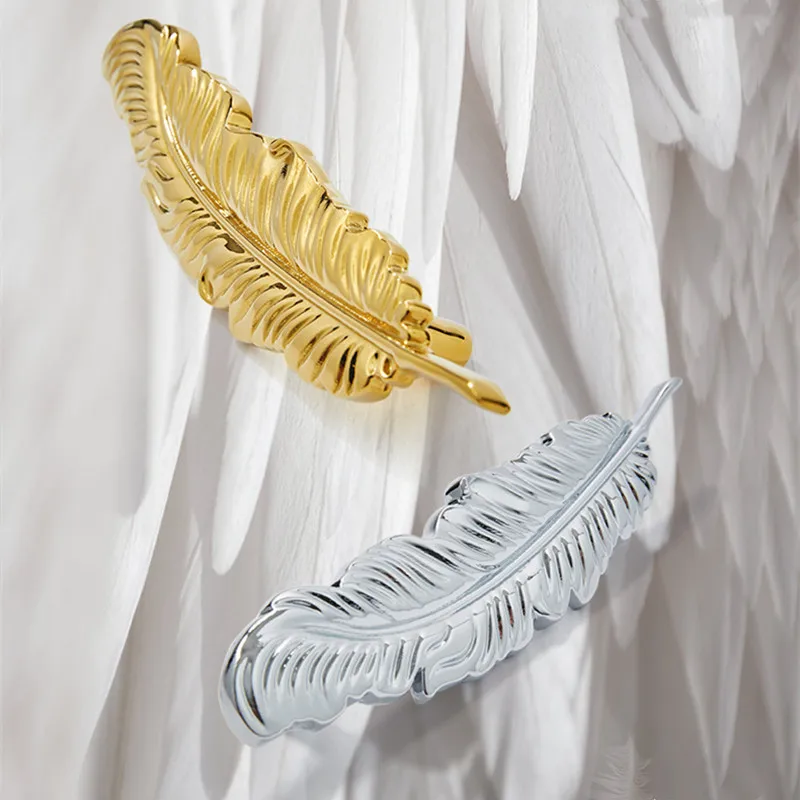 Modern Creative Brass Feather Cabinet Door Drawer Wardrobe Wine Cabinet Personality Small Handle Hardware Cabinet Door Handle