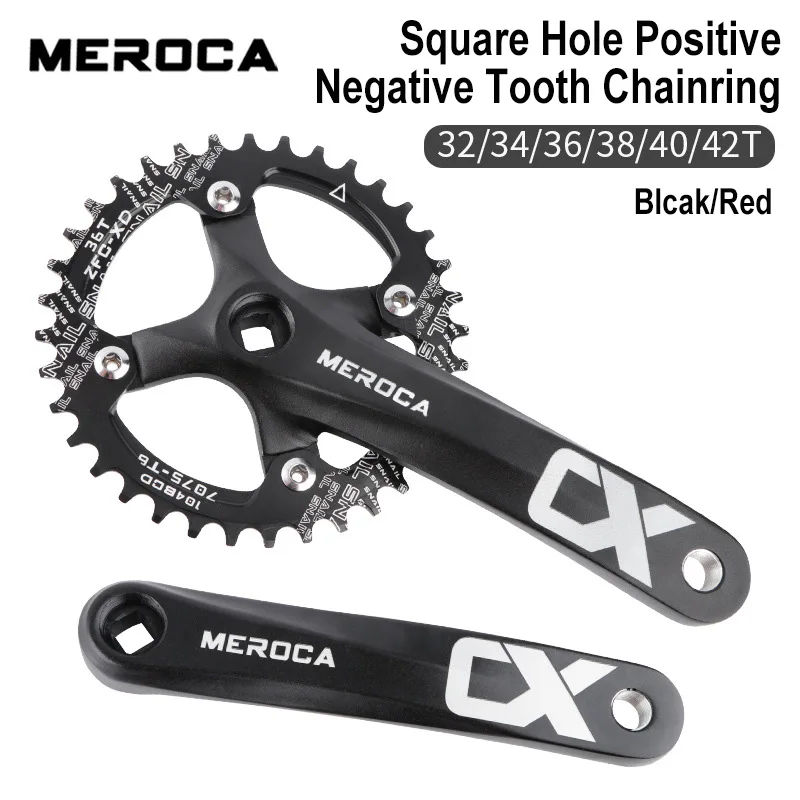 

MEROCA Mountain Bike Crankset CX Square Hole Bicycle Crankset 104BCD Aluminum Alloy Square Hole 170mm 32T/34T/36T/38T/40T/42T
