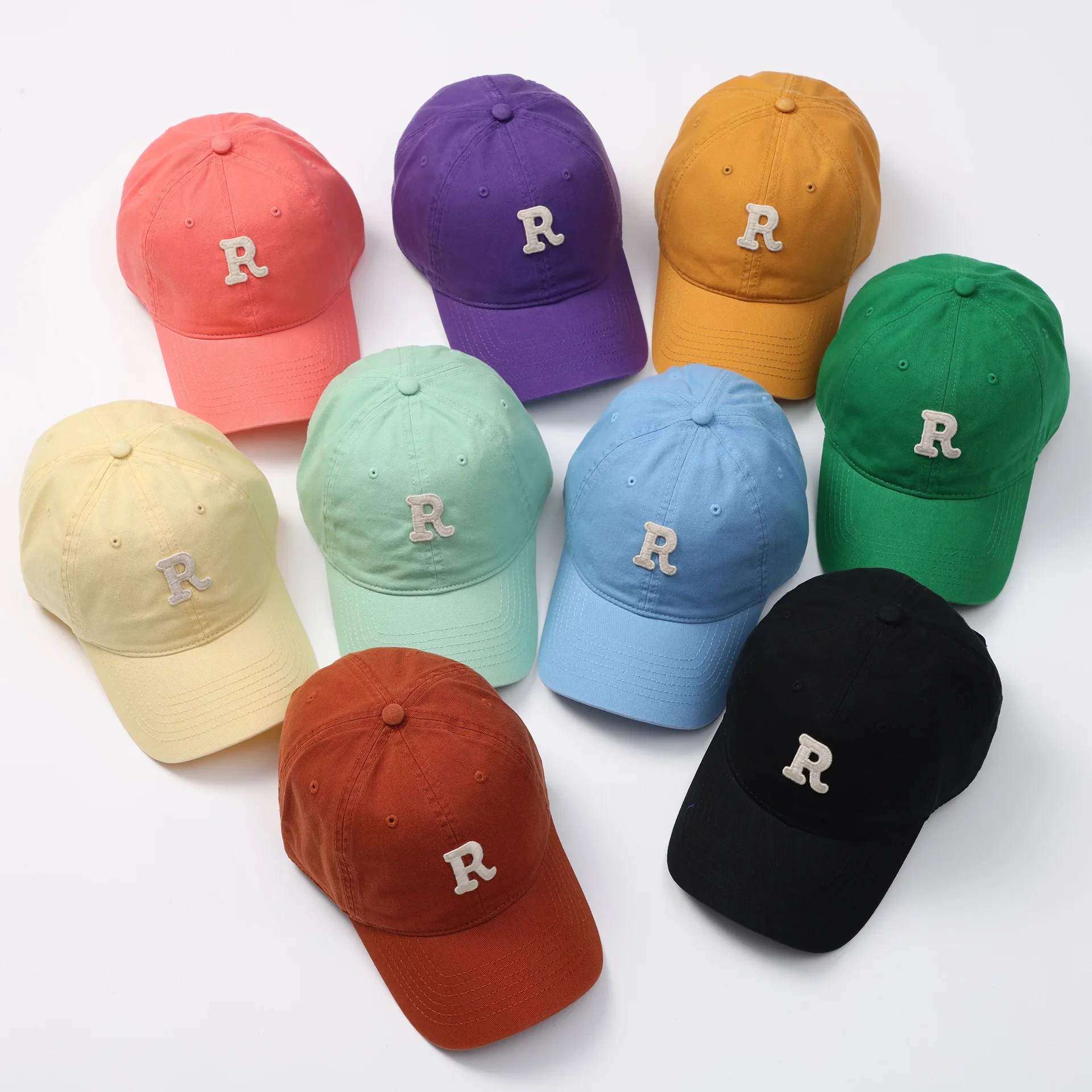 Gorras de béisbol coreanas para hombres y mujeres, gorras de algodón bordadas con letras R a prueba de sol, gorras deportivas de moda Unisex para adultos