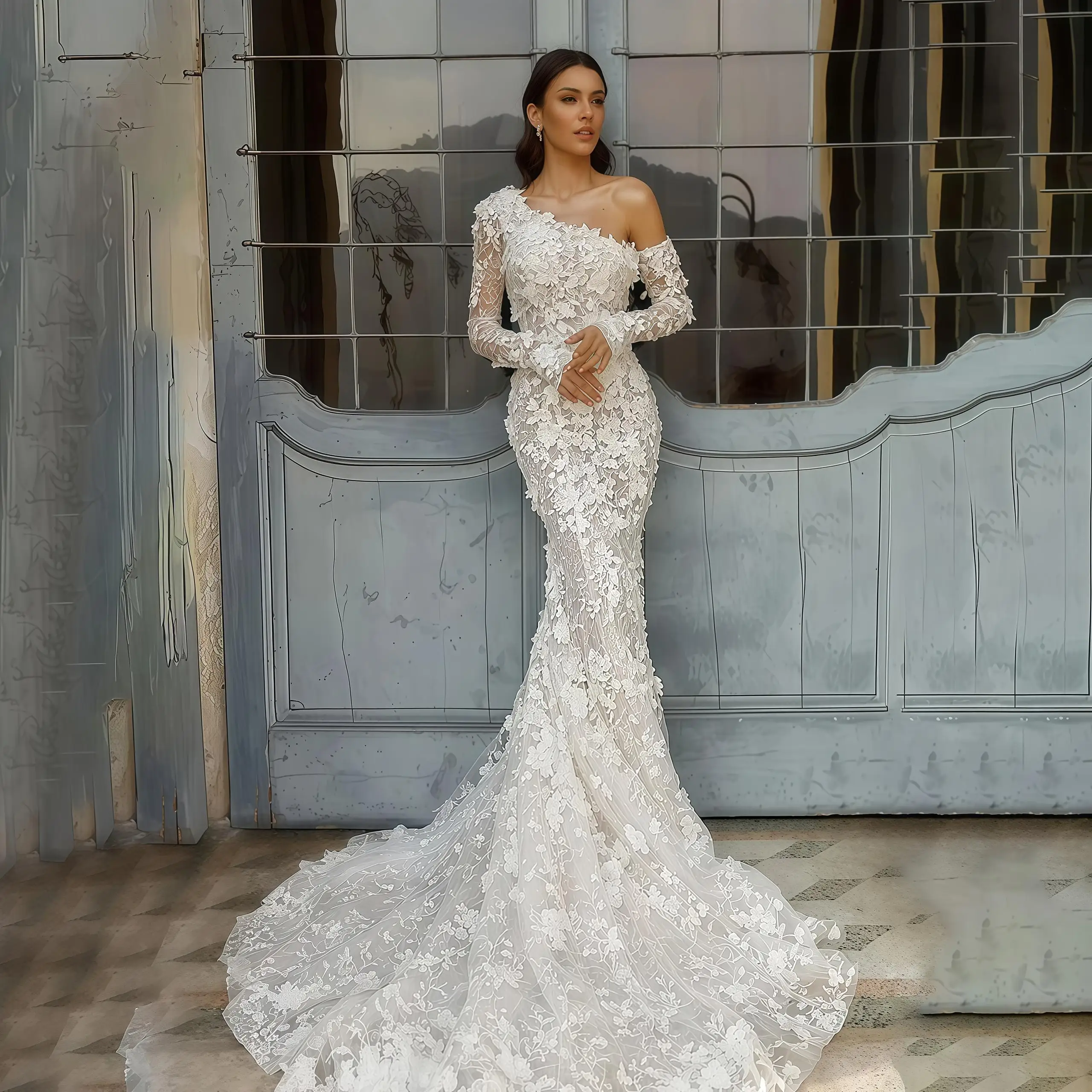 

New Mermaid Gown Wedding Dresses Wer Appliques Strapless Lace Bridal Gowns Big Vestidos De Novia Custom Size Colour