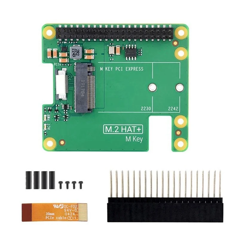 

Pcie к M.2 HAT + для Raspberry Pi 5 Gen2 Gen3 M.2 NVME SSD 2230/2242 M Key PCIE GPIO Плата расширения для RPI5