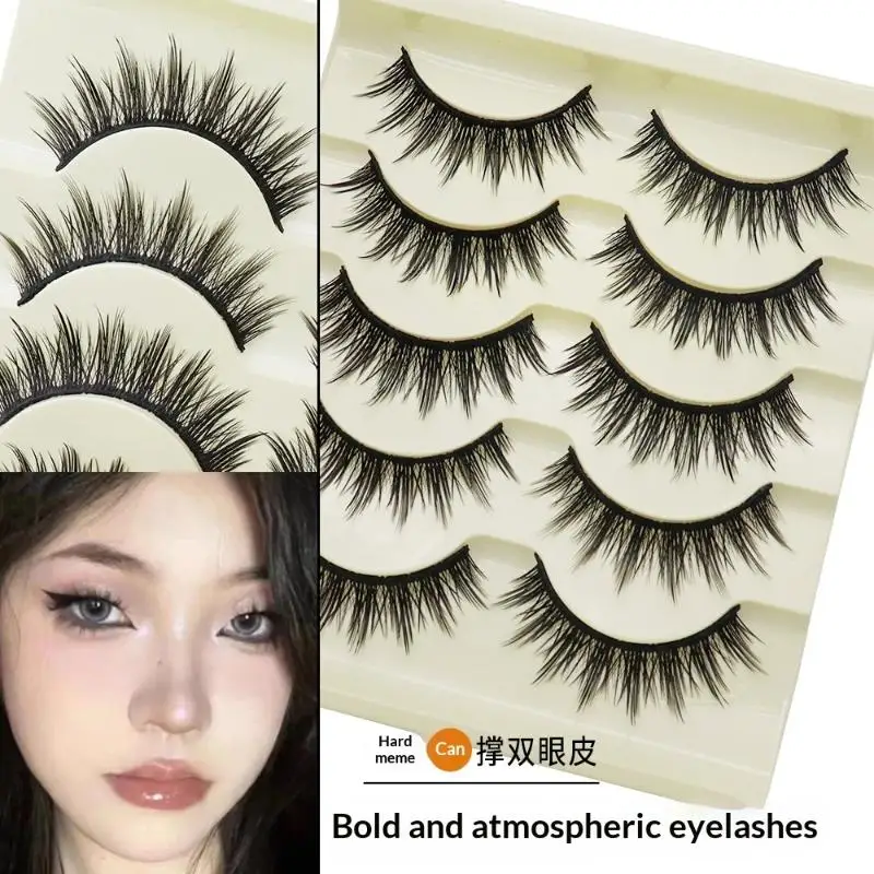 5 Pairs Manga Lashes Cosplay Fake Eyelashes Strip Lash Soft Natural Look Fox Eye Korean Manhua Makeup False Eyelashes