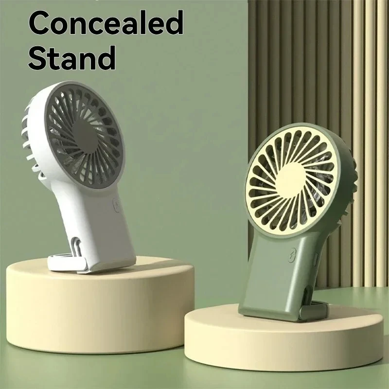 Cartoon Foldable Mini Fan USB Rechargeable Handheld Desktop Fan with Hook Portable Cooling Fan for Outdoor Travel Home Office
