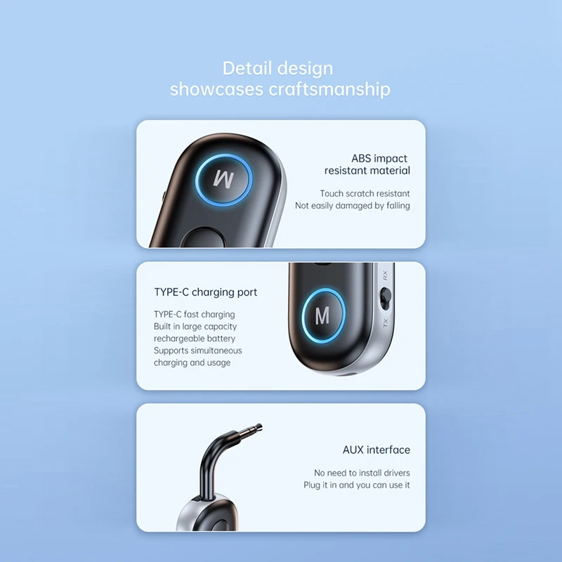 ที่ดีที่สุด-บลูทูธ 5.3 ตัวรับสัญญาณอะแดปเตอร์แจ็ค 3.5 มม.AUX อะแดปเตอร์เสียงไร้สายสําหรับรถยนต์หูฟังลําโพง