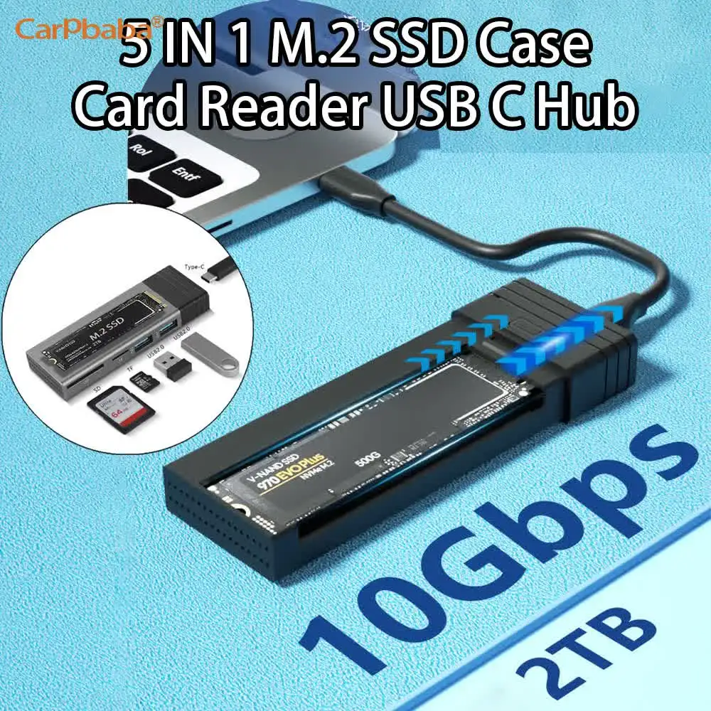 M.2 NVMe NGFF SATA SSD Enclosure USB C HUB 5-in-1 Type C HUB Dock With Disk Storage Function SD TF Card Reader For PC