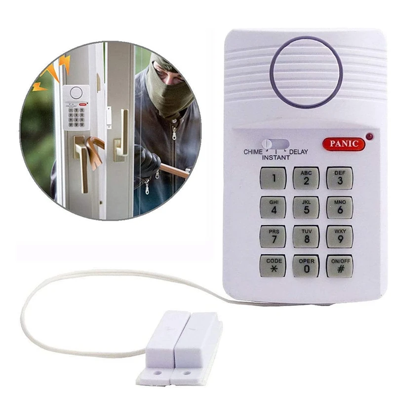 Loud Wireless Door Alarm Security Pin Panic Keypad For Home Office Garage Shed