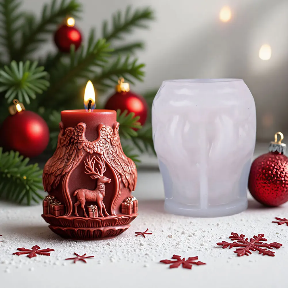 

Xmas Silicone Candle Mold Easy Demolding DIY Crafts Ornament Mold For DIY Mold