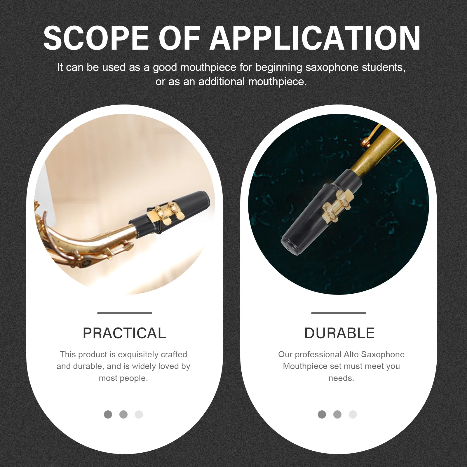 1Set Alto Saxophone Mouthpiece Assembly Professional Plastic Head for Long Term Playing Includes Tooth Pad Saxophone Accessory