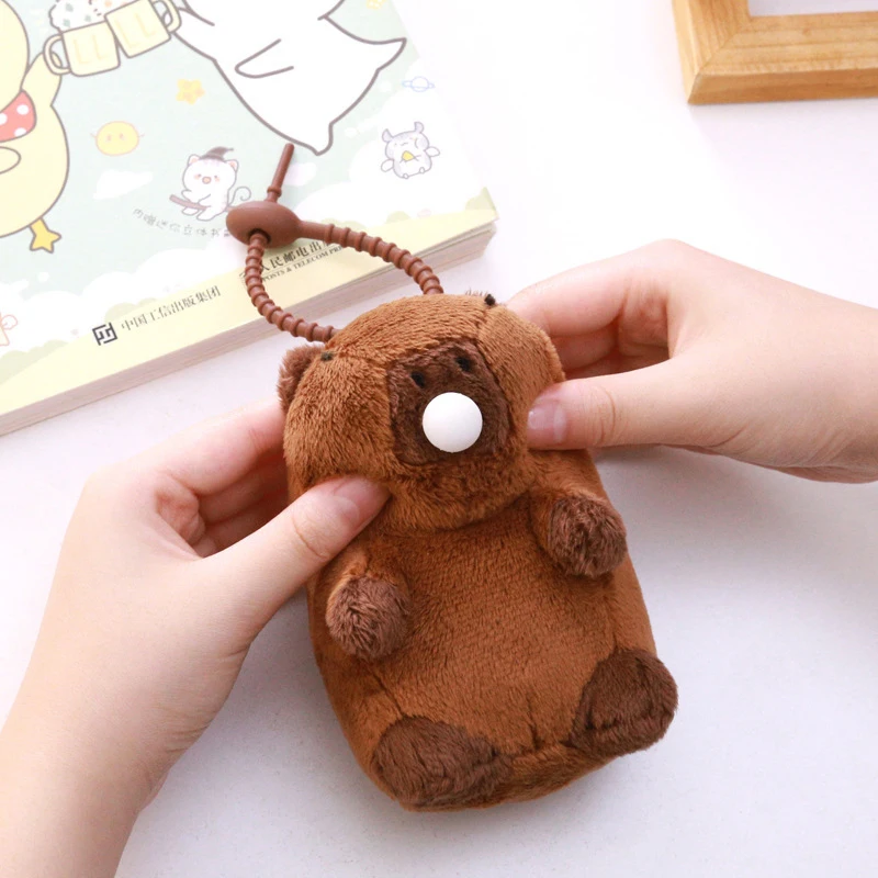 Capivara chaveiro de pelúcia pingente simulação capivara kawaii brinquedo fofo animais de pelúcia boneca mochila chaveiro presente de aniversário