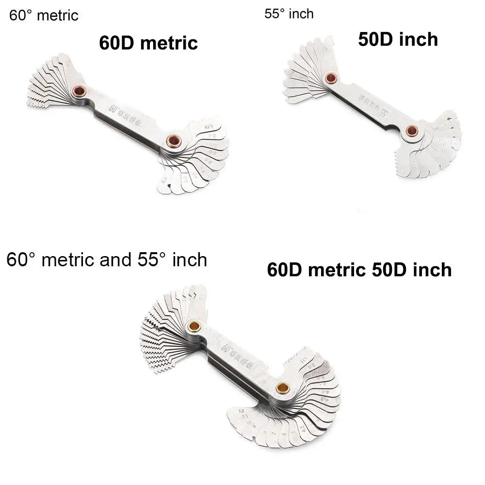 55/60 Degree Metric Inch Thread Plug Gauge Gear Tooth Screw Pitch Gauges Measuring Carbon Steel Center Measurement Tools