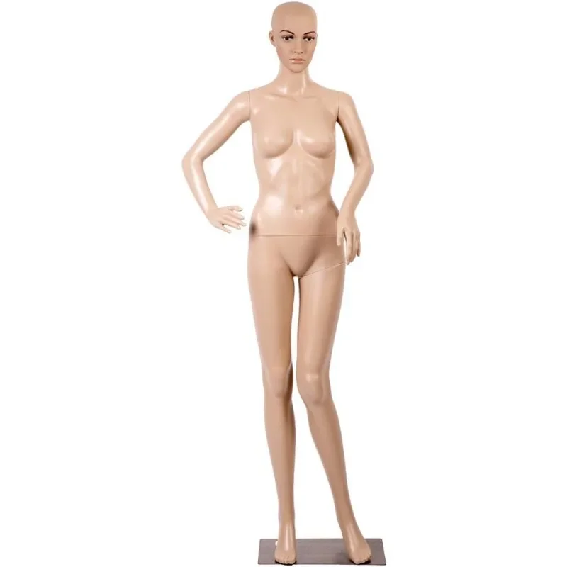 

Female Full Body 69 Inch Adjustable Mannequin Stand Realistic Mannequin Display Head Turns Dress Model W/ Metal Base (F82)