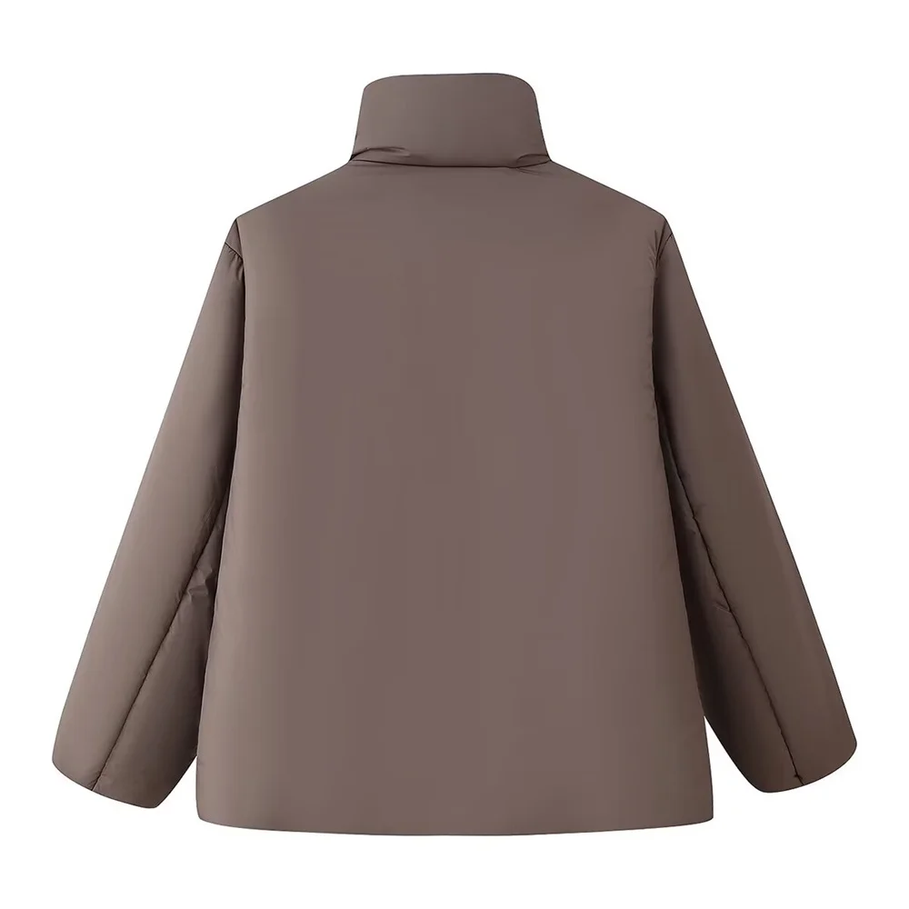 Autumn and Winter New Women's Fashion Simple and Versatile Stand up Collar Button Cotton Jacket