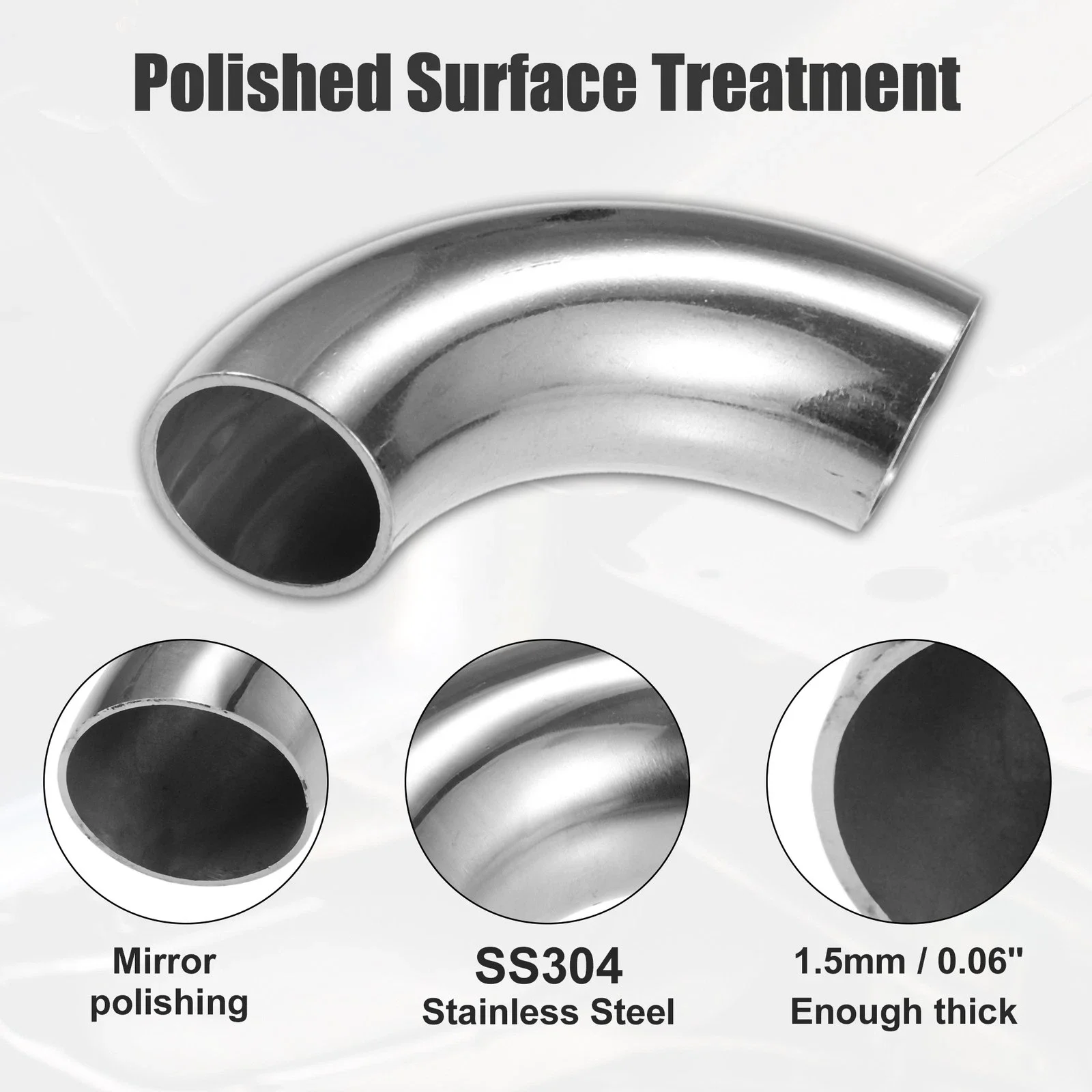 Paket 41 Inch Konektor Knalpot Mobil Poles 90 Derajat Sambungan Knalpot Pipa Knalpot Universal Fit Stainless Steel Bend Tube