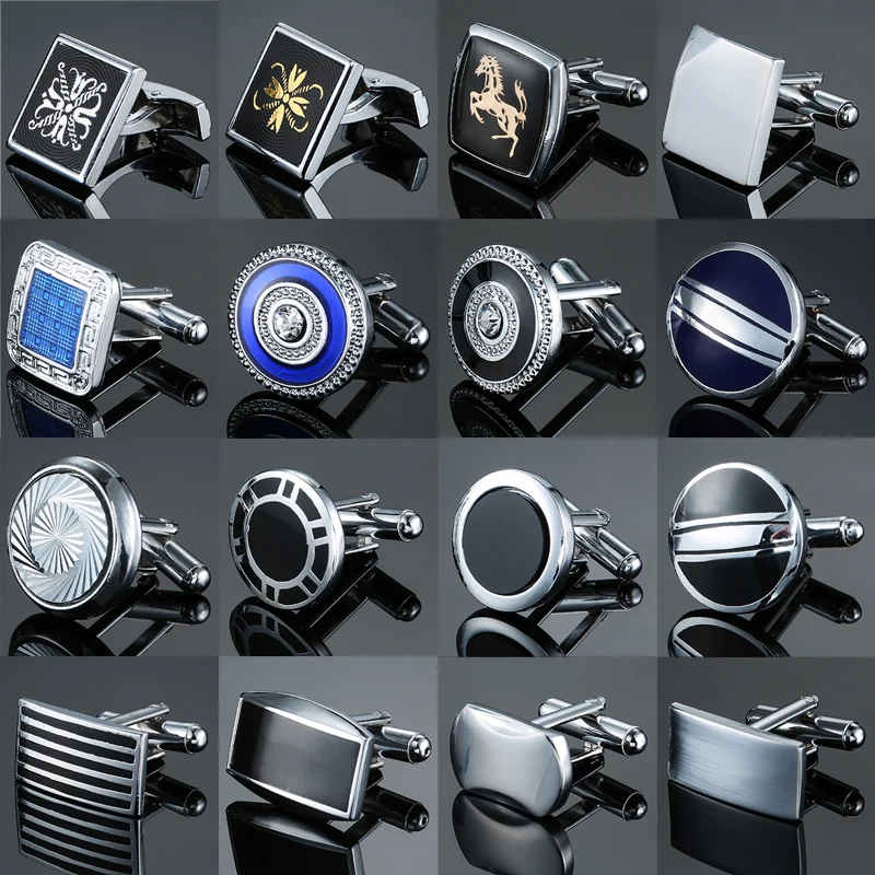 

Классические мужские запонки для рубашки, французские манжеты с рисунком животных, лошадей, квадратных, круглых ниток, для делового костюма, аксессуары, ювелирные изделия