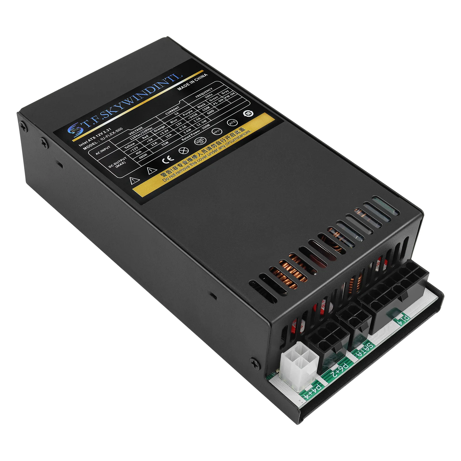 500W Mini ITX Power Supply Full Modular, 100-240V Wide Voltage, APFC Active PFC, Small 1U PSU for NAS/POS/HTPC
