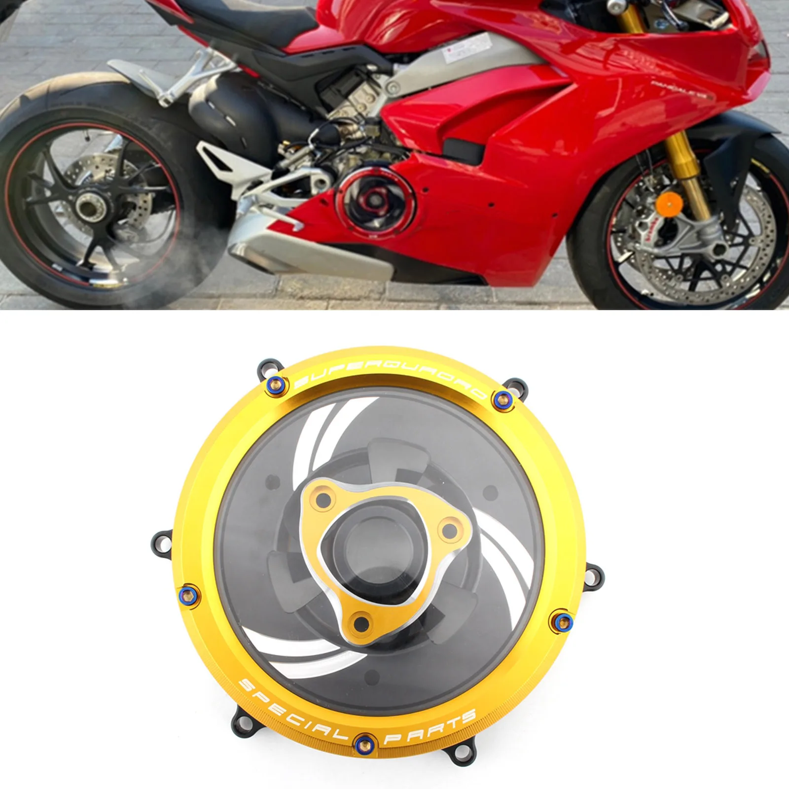 

For Ducati Panigale 959 1199 1299 S R V2 Motorcycle Racing Clear Clutch Cluth Cover Spring Retainer Housing