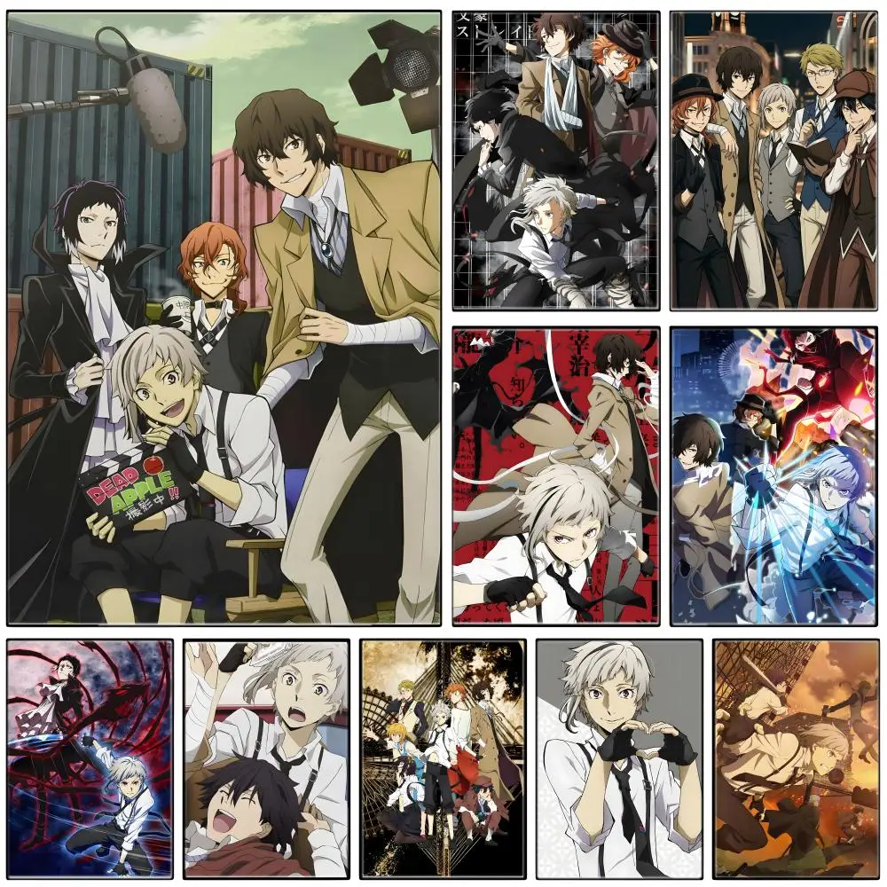 Detective Anime B-Bungo Stray Dogs Poster  Self-adhesive Art Waterproof Paper Sticker Coffee House Bar Room Wall Decor