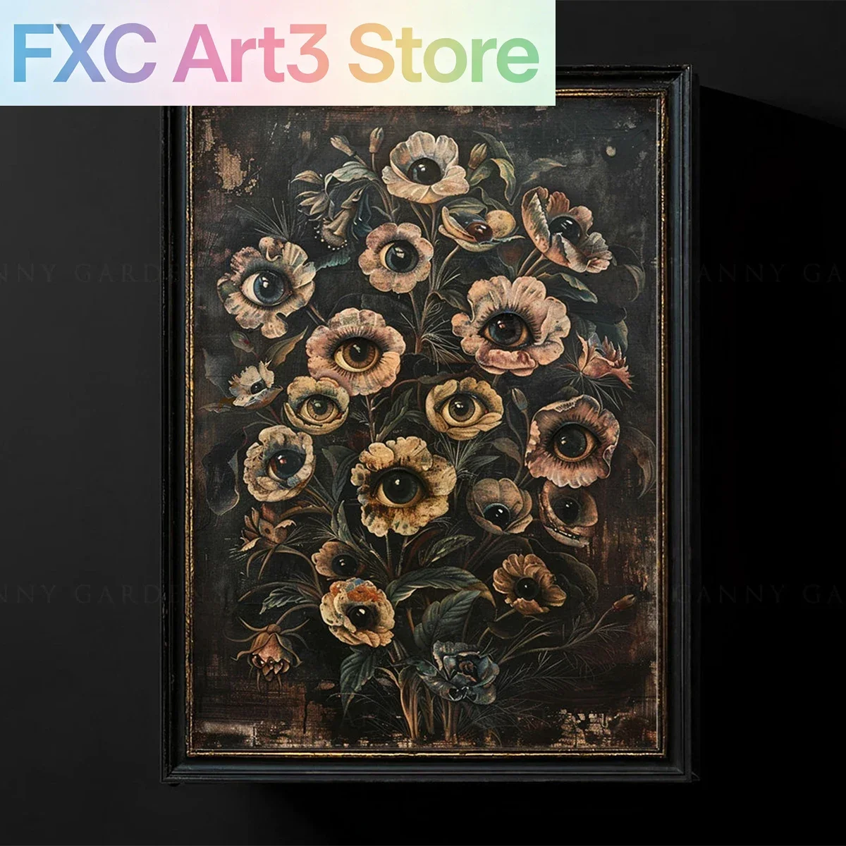 1pc frameless Victorian Gothic Floral Evil Eye Canvas Print Poster Vintage Dark Botanical Style for Wall Art Home Decor Art Post