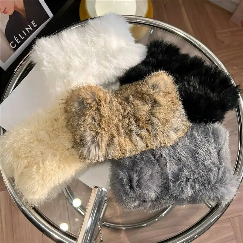 

Hot Sale Brand Women Real Rex Rabbit Fur Scarf Girls Handmade Stretch 100% Real Rabbit Fur Scarf Natural Fur Ring Scarves