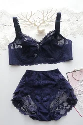 34-48B C D E F G H Plus Size Women's Floral Bra & Brief Set Lingerie Large Size Underwear Femme Sexy Bra And Panty Set