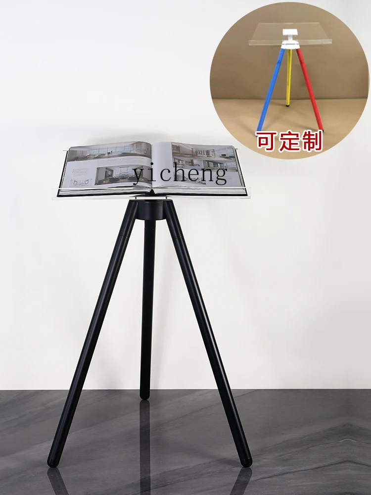 ZK Display Stand Floor Acrylic Bookstore Album Page Turning Reading Large Book Stand Tripod Magazine Rack