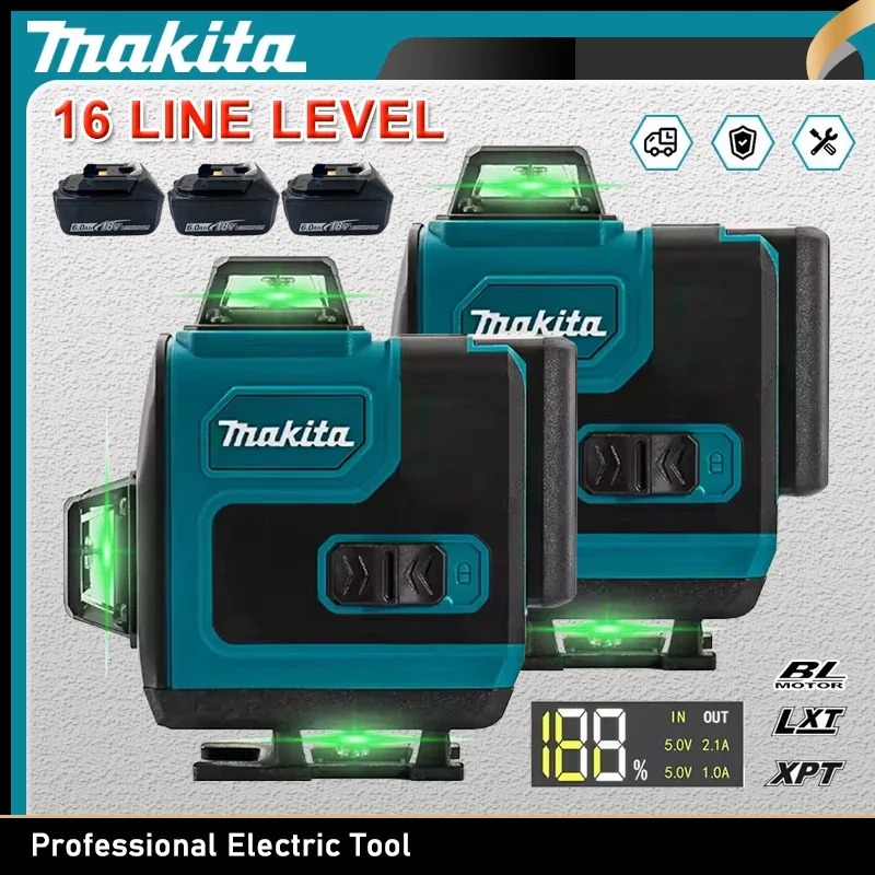 

Makita 16-Line Cross Level 360 Horizontal Vertical High-Precision Green Light Laser High-Precision Wall-Mounted Portable Tool