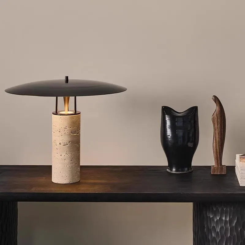 Nordic simple yellow travertine table lamp, designer model room art