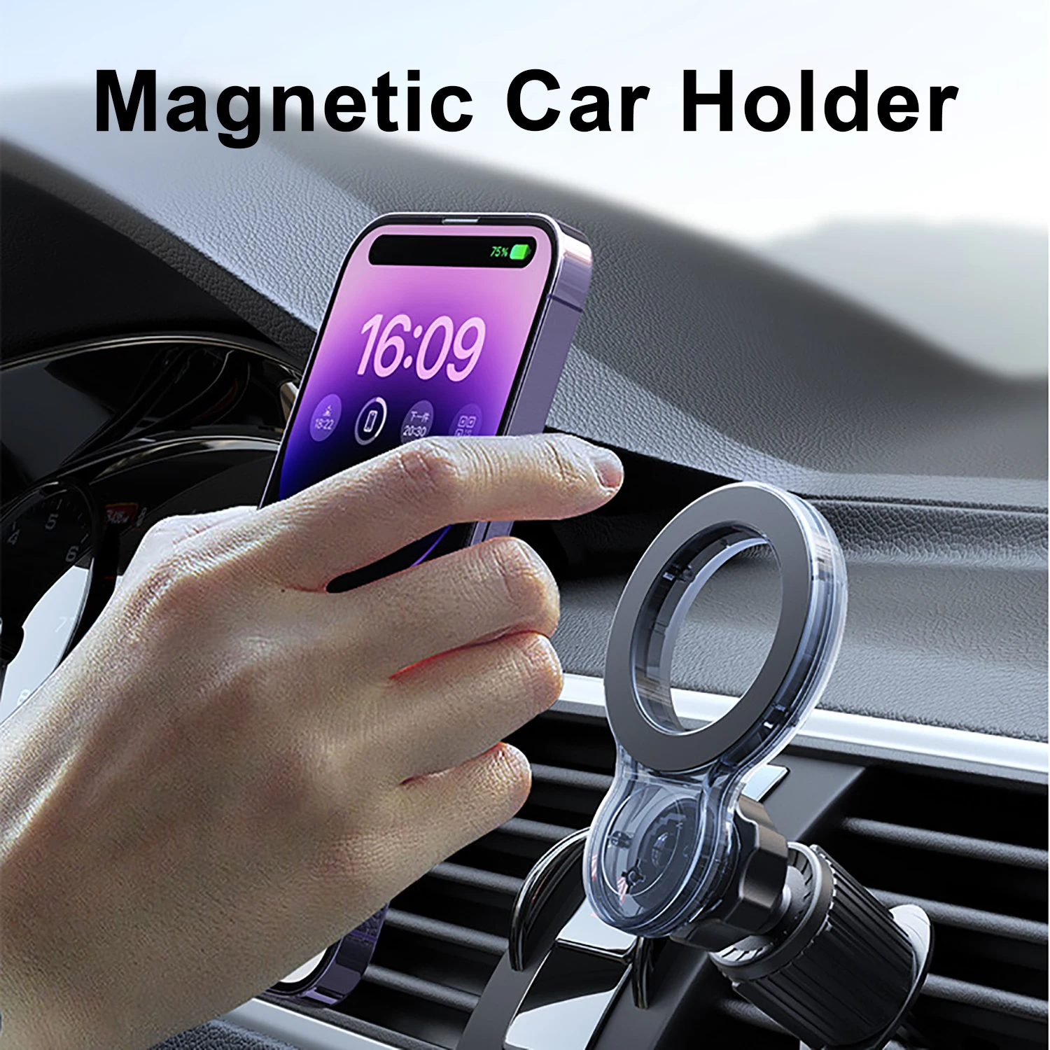 

Magnetic Car Phone Holder For MagSafe Car Mount Air Vent 360° Adjustable Car Phone Stand For iPhone 16 15 14 13 12 Pro Max Plus