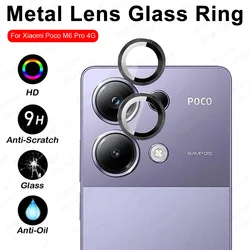 For Xiaomi Poco M6 Pro 4G Rear Alloy Lens Tempered Glass Ring Case Poxo Little M6Pro PocoM6Pro 3D Camera Screen Protector Cover