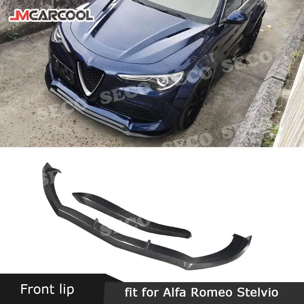 

Carbon fiber For Alfa Romeo Stelvio 2017 2018 2019 Front bumper Lip Spoiler Head bumper Chin cover trims Car Styling