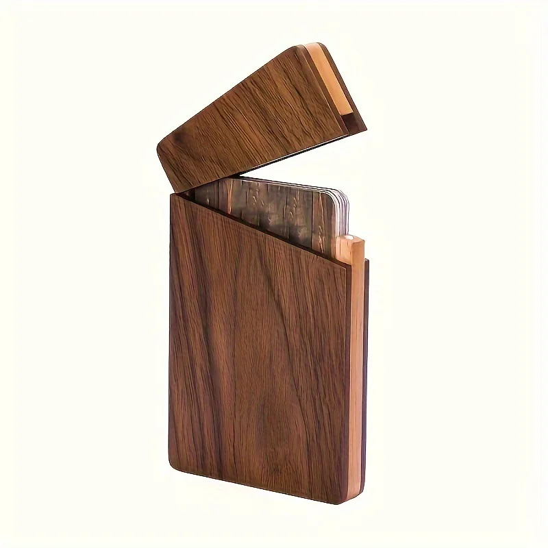 

CZ Spot Wood Delicate Walnut Business Card Storage Box Business Solid Wood Card Clip Card Desktop Storage