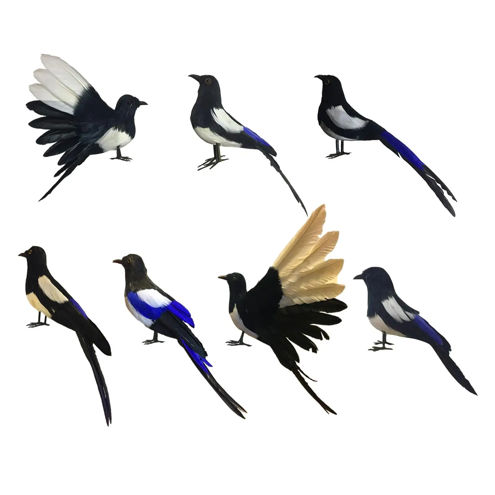 Magpie Simulation Bird, Artificial Bird Animal Bird Statue, Artificial Feather Model for Photography Prop Home Decor