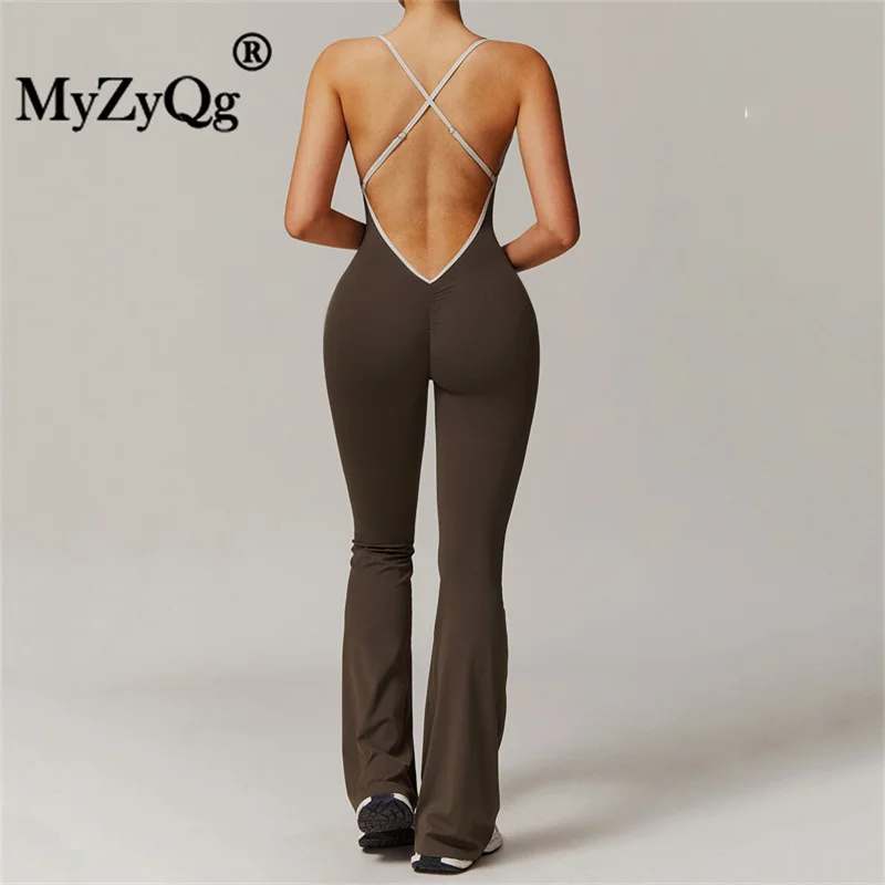 MyZyQg Women Ballet Dance Aerial Cross Back Yoga Jumpsuit Thin Belly Micro Fitness Sports Running Tracksuit Gym Sportswear