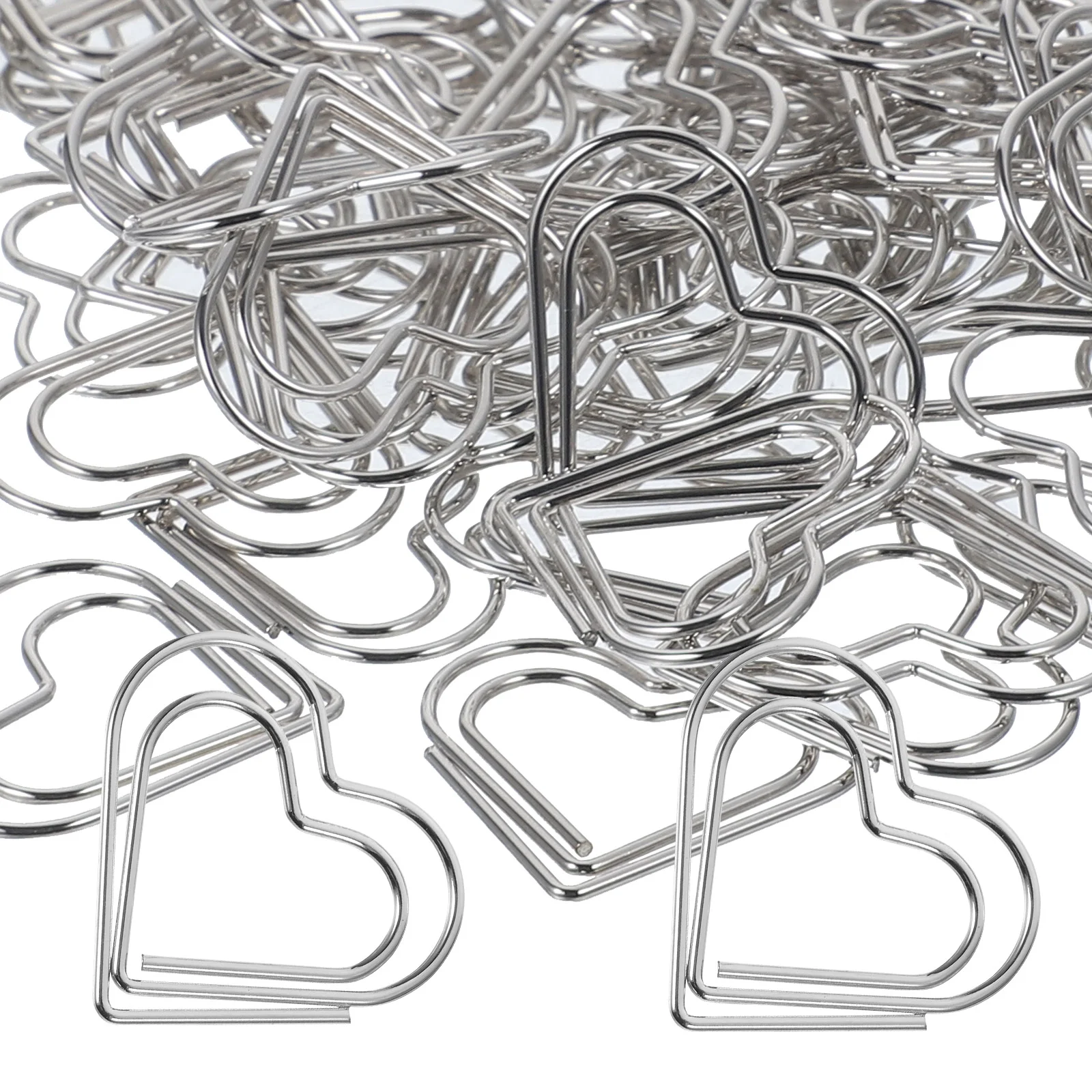 100 Pcs Paper Clip Heart Paperclips Tiny Modeling Decorative Love Card Cute Office Document