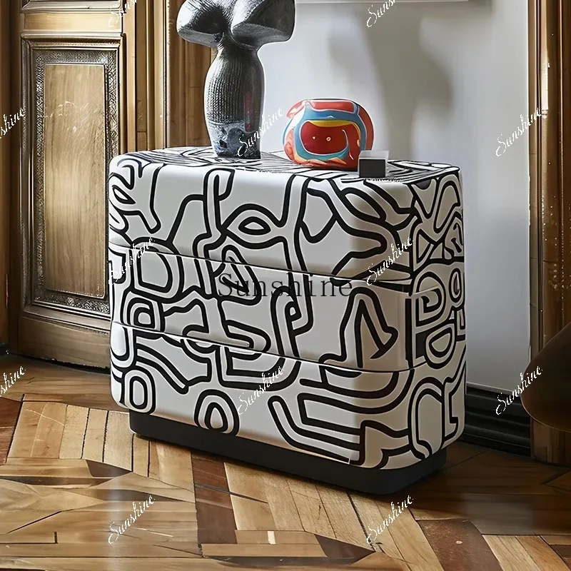 Creative graffiti dining side/living room art aesthetics wall storage decorative cabinet  FT
