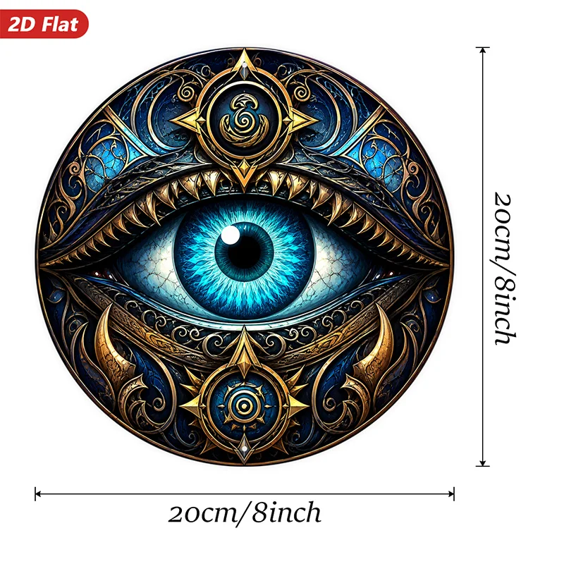 CIFBUY Boho Evil Eye Mystical Aluminum Wall Art Waterproof Wear Resistant Round Sign for Living Room Bedroom Office Study Home D
