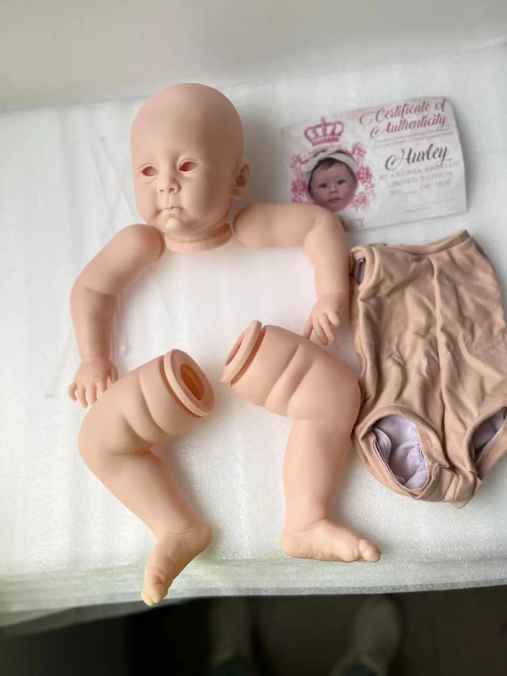 23inch Big Size Reborn Toddler Doll Kit Huxley Unpainted Unfinished DIY Blank Doll Parts with Cloth Body Eyes and COA