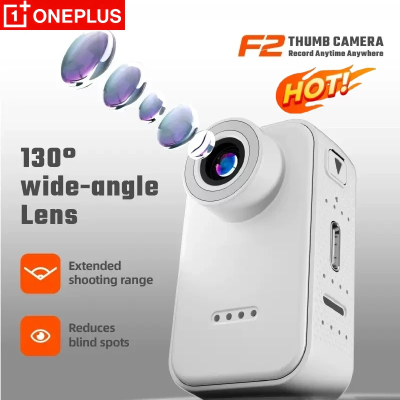 OnePlus F2 Thumb Camera 1080PHD 130Degree Wide Angle Mini Camera with IPS Screen 25gPortable Pocket Camera Daily Life Recording