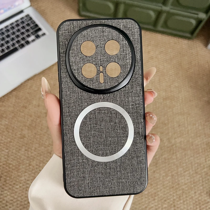 حافظة مغناطيسية بنمط منسوج بتقنية الأعمال لهاتف Honor Magic 8 Pro 7 Pro Lite كاميرا شحن لاسلكية حماية غطاء مقاوم للصدمات