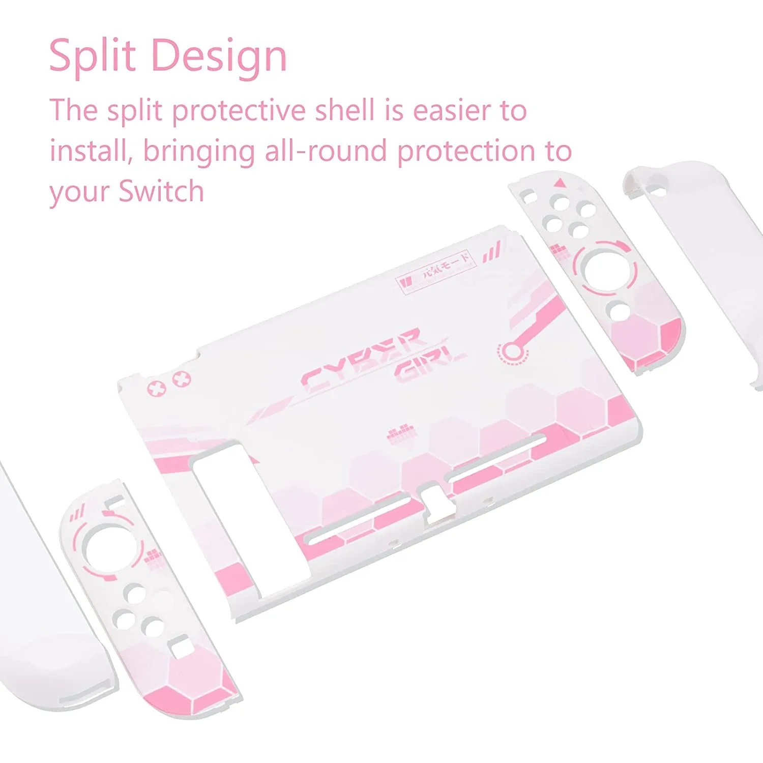 GeekShare Carcasa protectora para Nintendo Switch, carcasa dividida, cubierta dura de la Liga de hadas, funda trasera Girp, Mecha Warrior, accesorios de juego