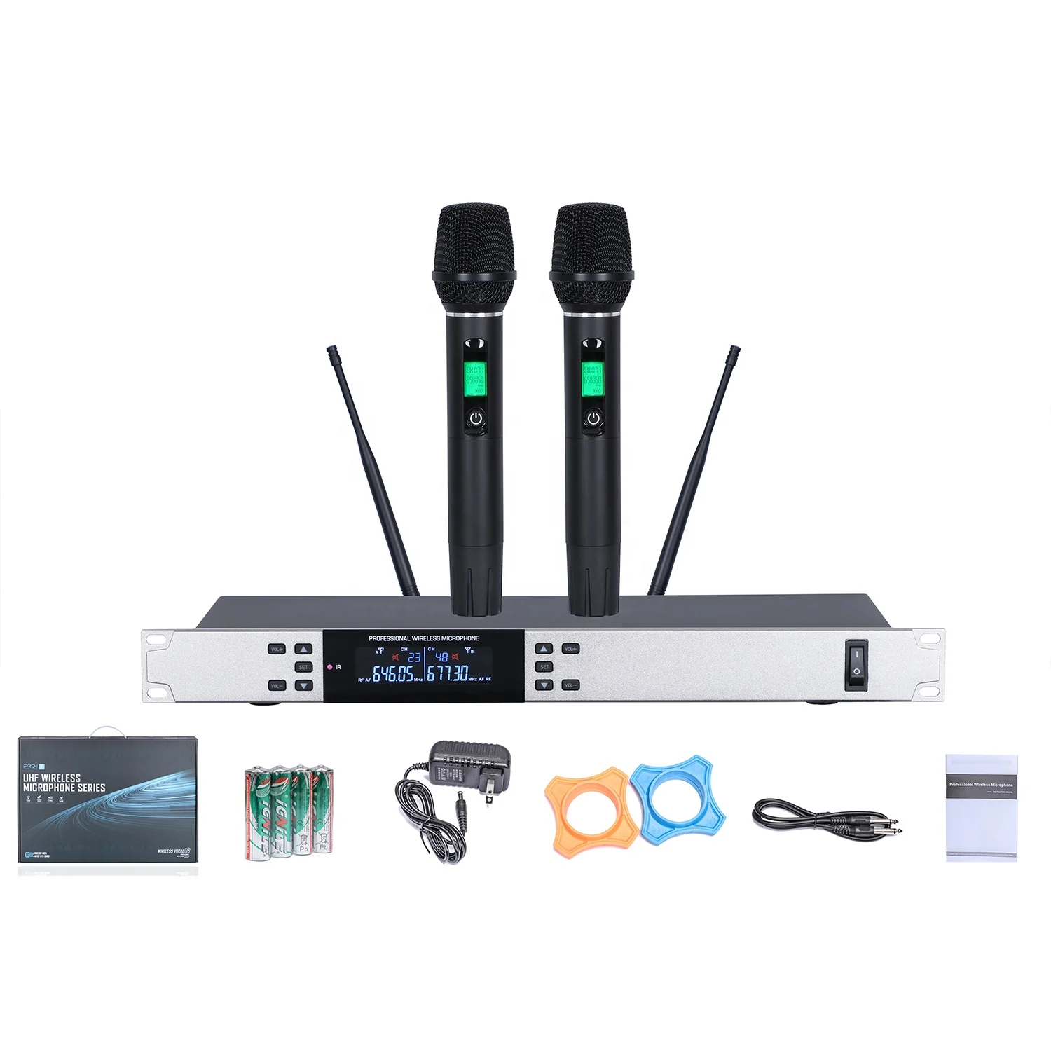 VS2300 Metal Handheld Microfone UHF IR Wireless Microphone 2CH for Singing/Conference/KTV/Party