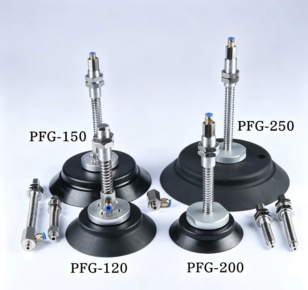 PFG120/150/200/250 Series With Holder Fitting Industrial Heavy-Duty Vacuum Suction Silicone Sucker Chuck