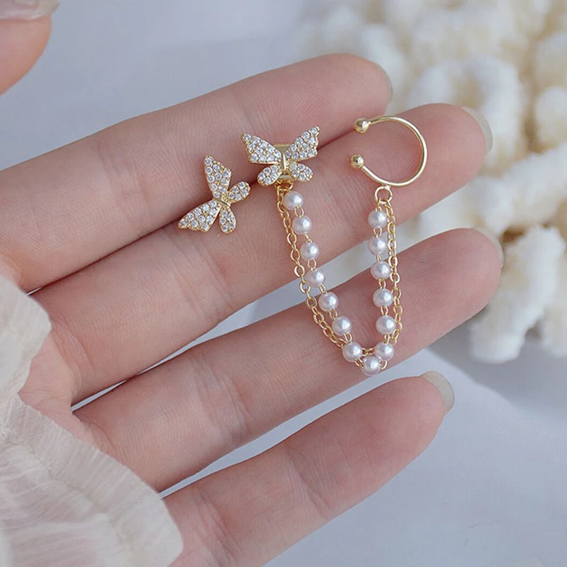 Butterfly Earrings Feminine Personality Ear Clip Earrings Integrated Tassel Earrings Elegant Women Jewelry Valentine Day Gifts