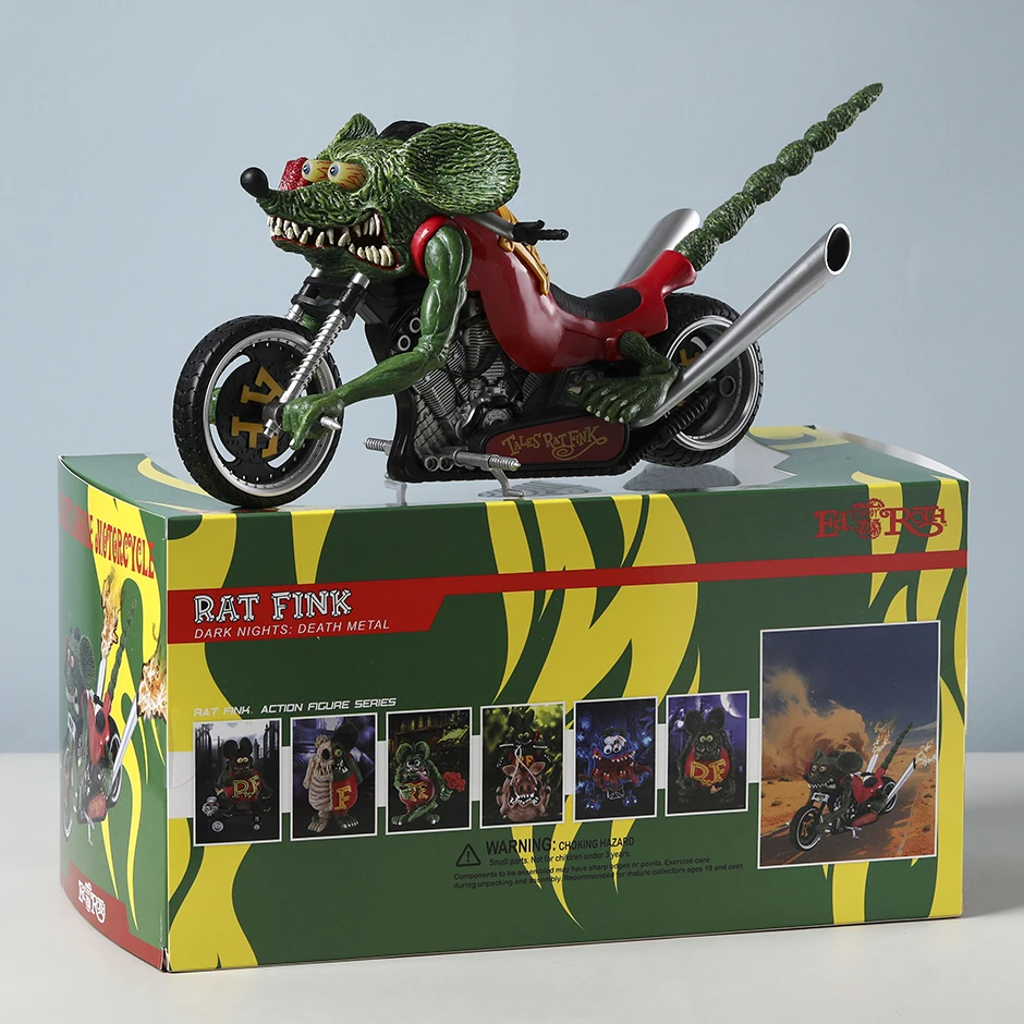 쥐 핑크 오토바이 액션 피규어 입상 소장품 PVC 모델 데스크탑 장식 장난감 35cm/13.77inch